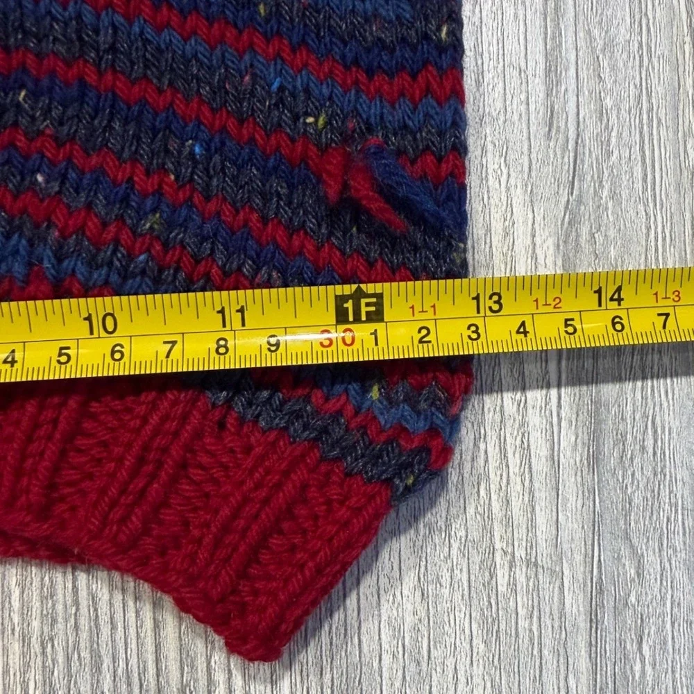Handmade Kids Knit American Flag Sweater Red Blue Striped Distressed Grannycore